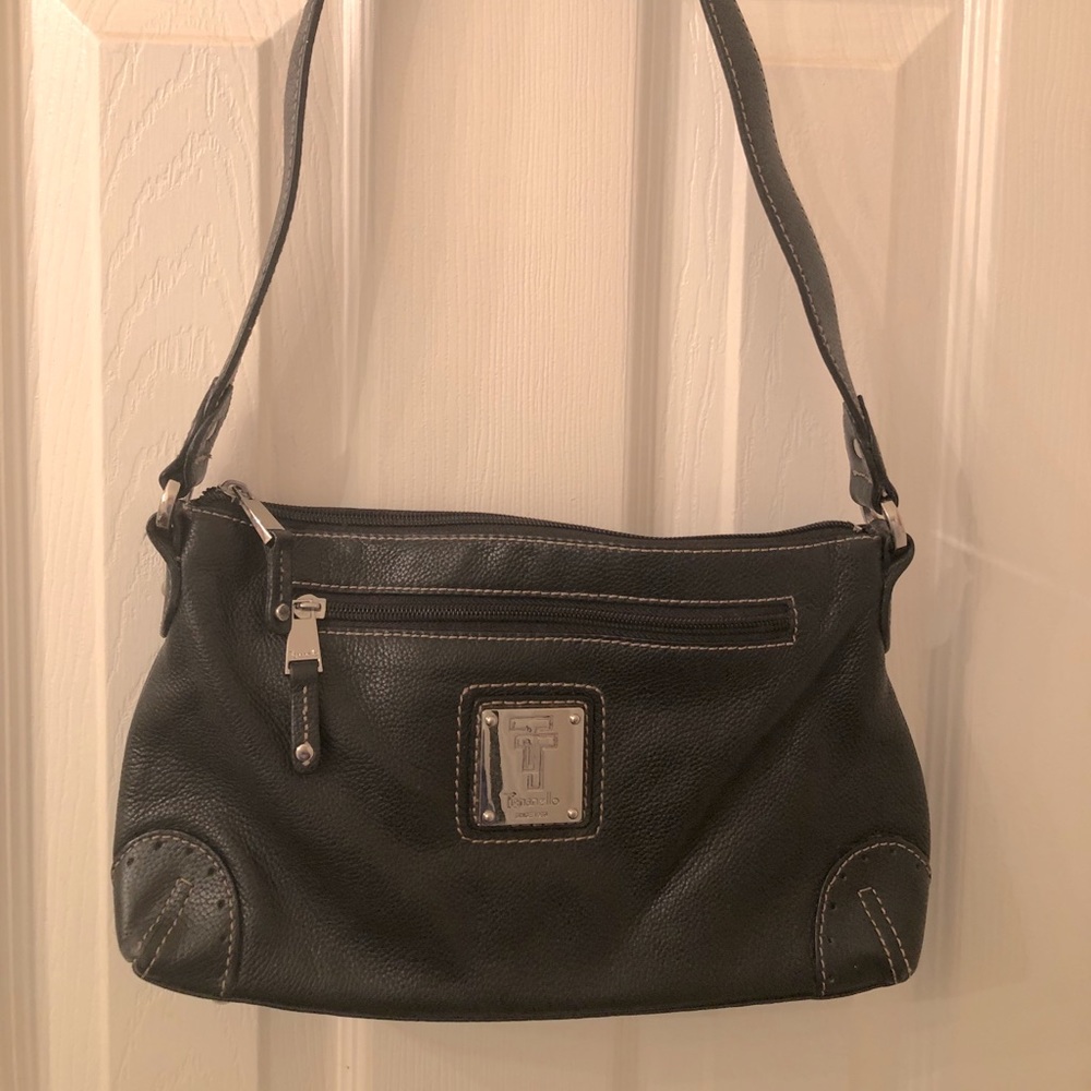 Tignanello Small Black Shoulder Handbag Leather